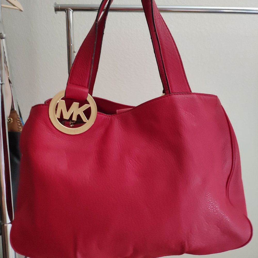 Michael Kors large red leather hobo bag, shoulder bag, purse